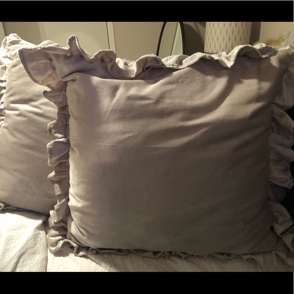 Grey Ruffle Euro Shams - Picture 2 of 2
